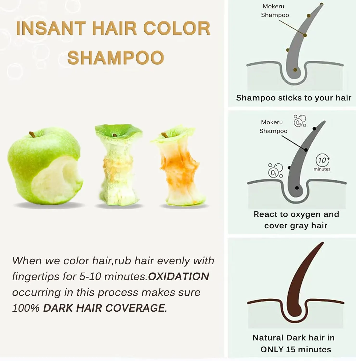 FVQUHVO Light Brown Hair Shampoo for Dark Hair-Instant Hair Dye Shampoo 3 in 1 for Women & Men - Herbal Brown Shampoo Colors in 15 Minutes & Long Lasting Dye 16.90 Fl Oz(Light Brown)