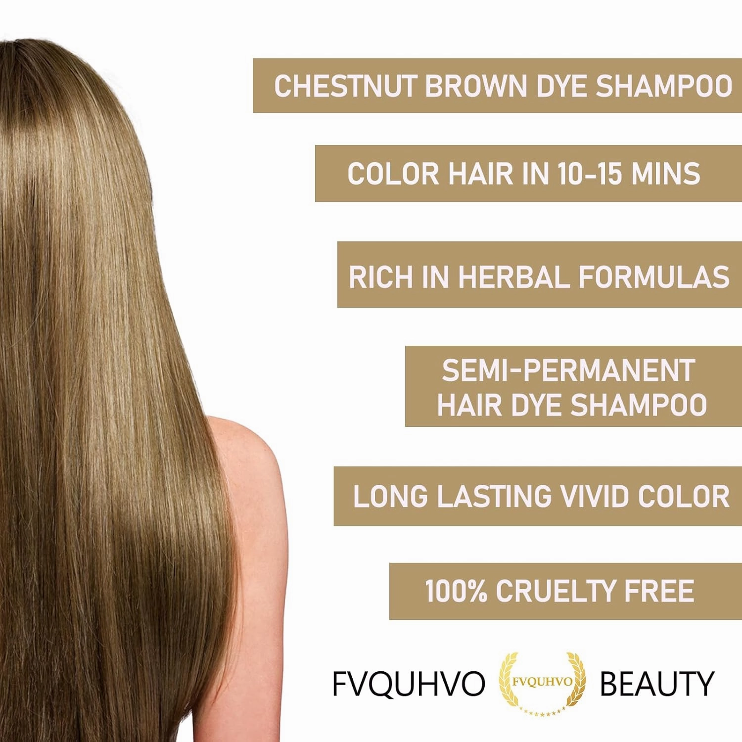 Fvquhvo Natural Chestnut Brown Hair Dye Shampoo,Instant Brown Hair Shampoo,Hair Dye Shampoo 3 in 1 for Men & Women,Long Lasting Hair Color Shampoo Colors in Minutes(Chestnut Brown)