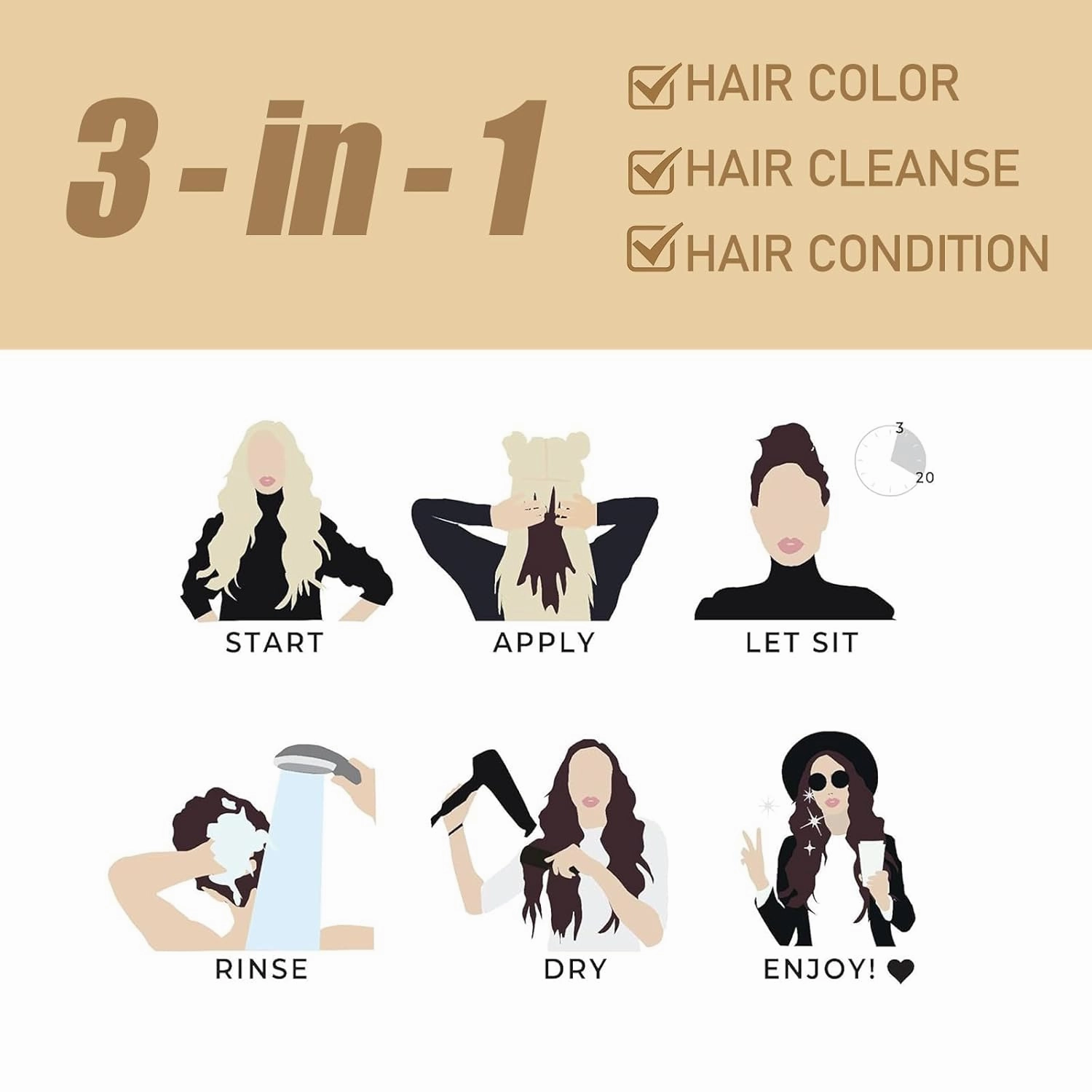 Fvquhvo Natural Chestnut Brown Hair Dye Shampoo,Instant Brown Hair Shampoo,Hair Dye Shampoo 3 in 1 for Men & Women,Long Lasting Hair Color Shampoo Colors in Minutes(Chestnut Brown)
