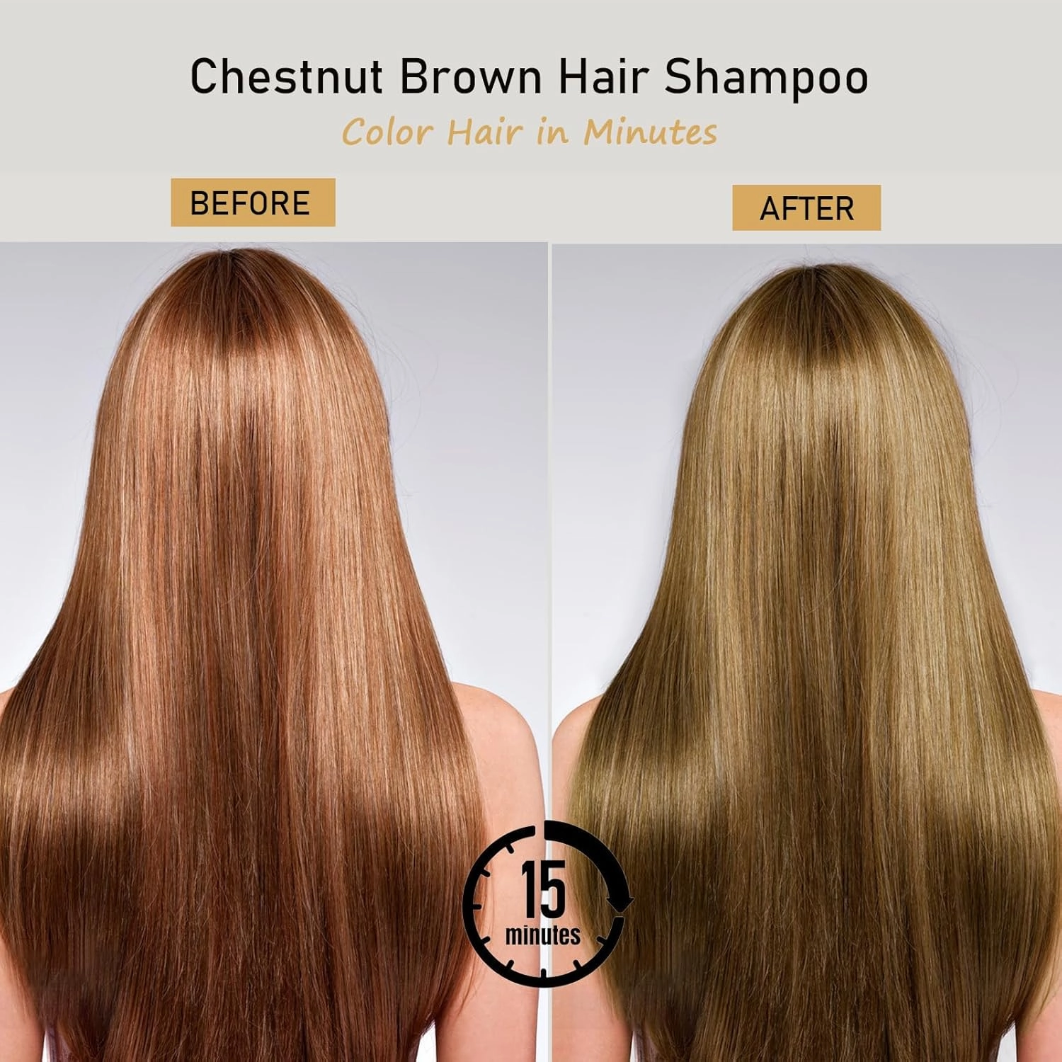 Fvquhvo Natural Chestnut Brown Hair Dye Shampoo,Instant Brown Hair Shampoo,Hair Dye Shampoo 3 in 1 for Men & Women,Long Lasting Hair Color Shampoo Colors in Minutes(Chestnut Brown)