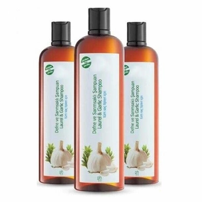 Garlic & Bay Extract Shampoo - Powerful Care Against Hair Loss Anti-Dandruff Natural Ingredients Suitable for All Hair Types, Revitalizing and Nourishing Care, 3-pack, 100% Turkish Made