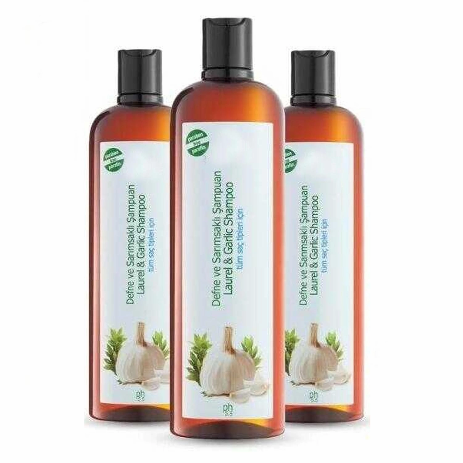 Garlic & Bay Extract Shampoo - Powerful Care Against Hair Loss Anti-Dandruff Natural Ingredients Suitable for All Hair Types, Revitalizing and Nourishing Care, 3-pack, 100% Turkish Made