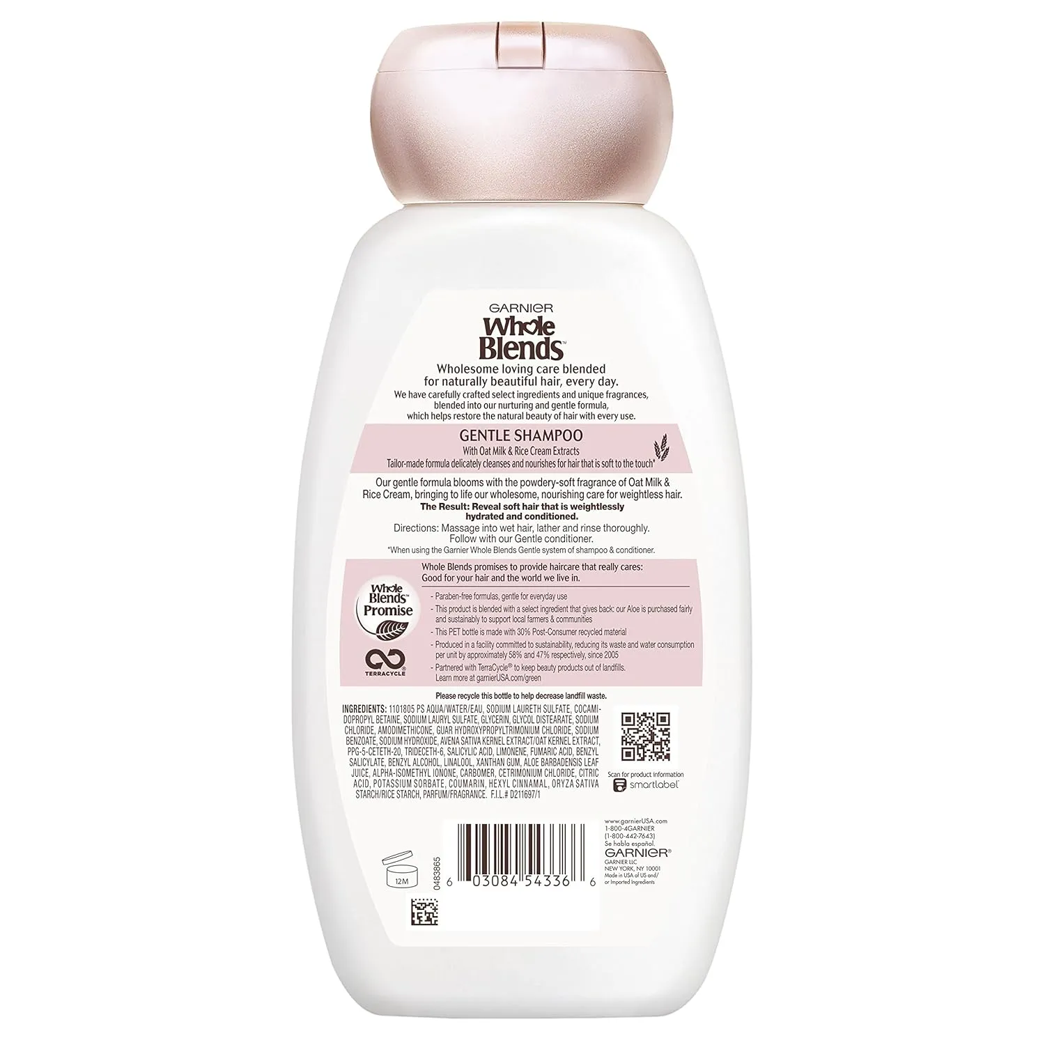 Garnier Whole Blends Gentle Shampoo Oat Delicacy, For Sensitive Scalp, 22 fl. oz.