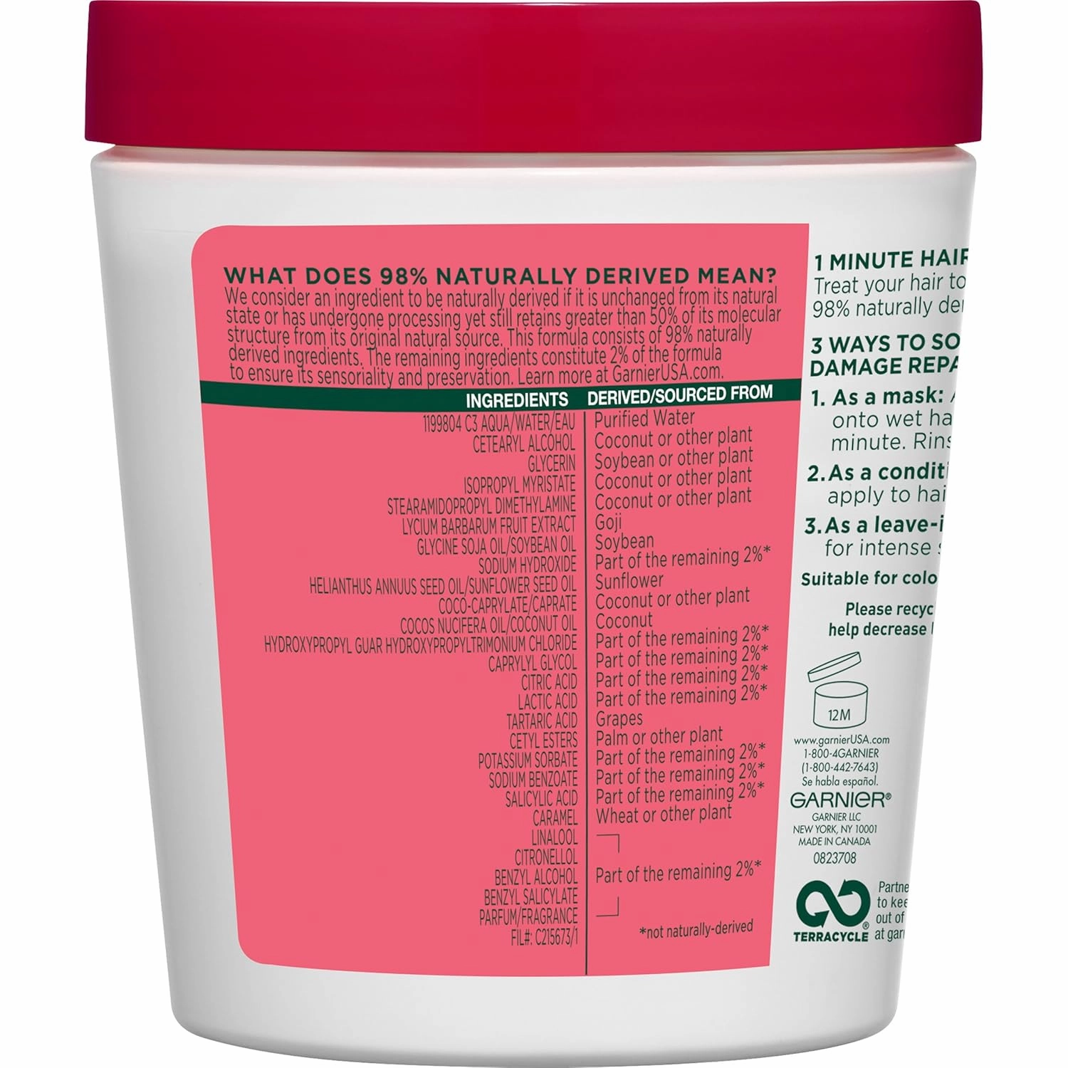 Garnier Hair Care Fructis Color Vibrancy Treat 1 Minute Hair Mask With Goji Extract, 13.5 Fluid Ounce