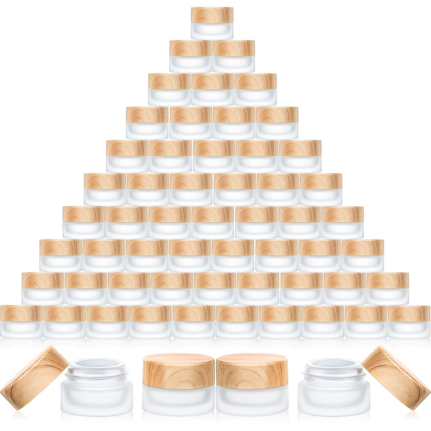 Geiserailie Glass Cosmetic Containers Empty Sample Jars with Leak Proof Lids Makeup Sample Containers for Lotion Cream Cosmetic(60 Pieces,5 Gram)