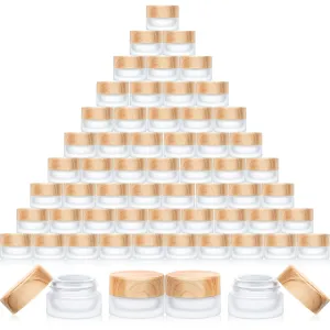 Geiserailie Glass Cosmetic Containers Empty Sample Jars with Leak Proof Lids Makeup Sample Containers for Lotion Cream Cosmetic(60 Pieces,5 Gram)