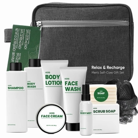 Gift Baskets for Men, 10 Pcs Herbal Mens Spa Set, Bath and Body Fathers Day Gift Baskets Includes Shower Gel, Face Wash, Face Cream & More, Fathers Day Gifts for Husband Dad, Birthday Gifts for Men