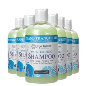 Ginger Lily Farms Botanicals Moisturizing Shampoo for All Hair Types, Island Tranquility, 100% Vegan & Cruelty-Free, Green Tea Lemongrass Scent, 12 Fl Oz (Pack of 6)
