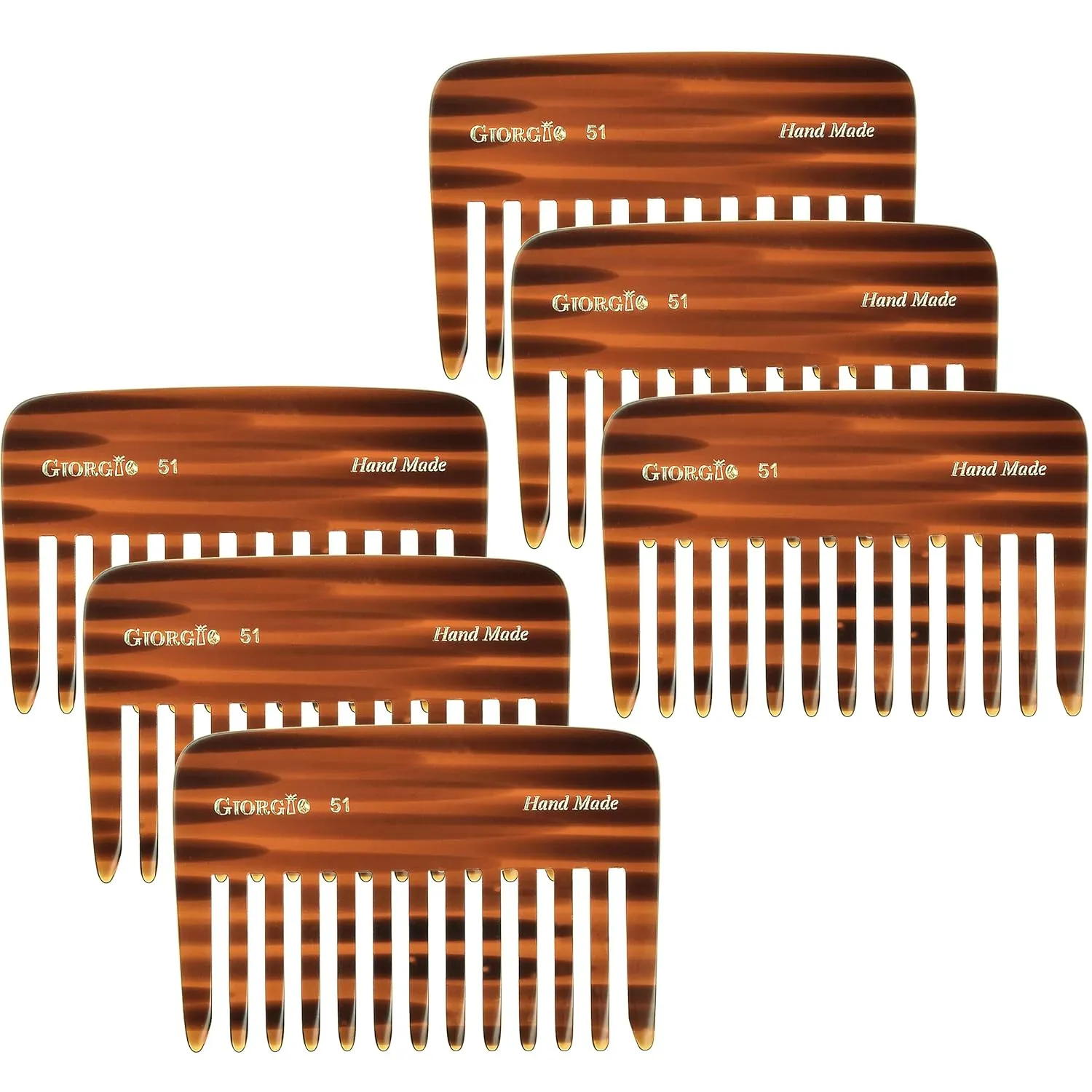 Giorgio G51 Wide Tooth Combs for Women Detangling Comb, Wide Teeth Pocket Comb for Thick Curly Wavy Hair. Hair Detangler Comb For Wet and Dry Everyday Care. Handmade, Saw-Cut and Hand Polished (3.75")