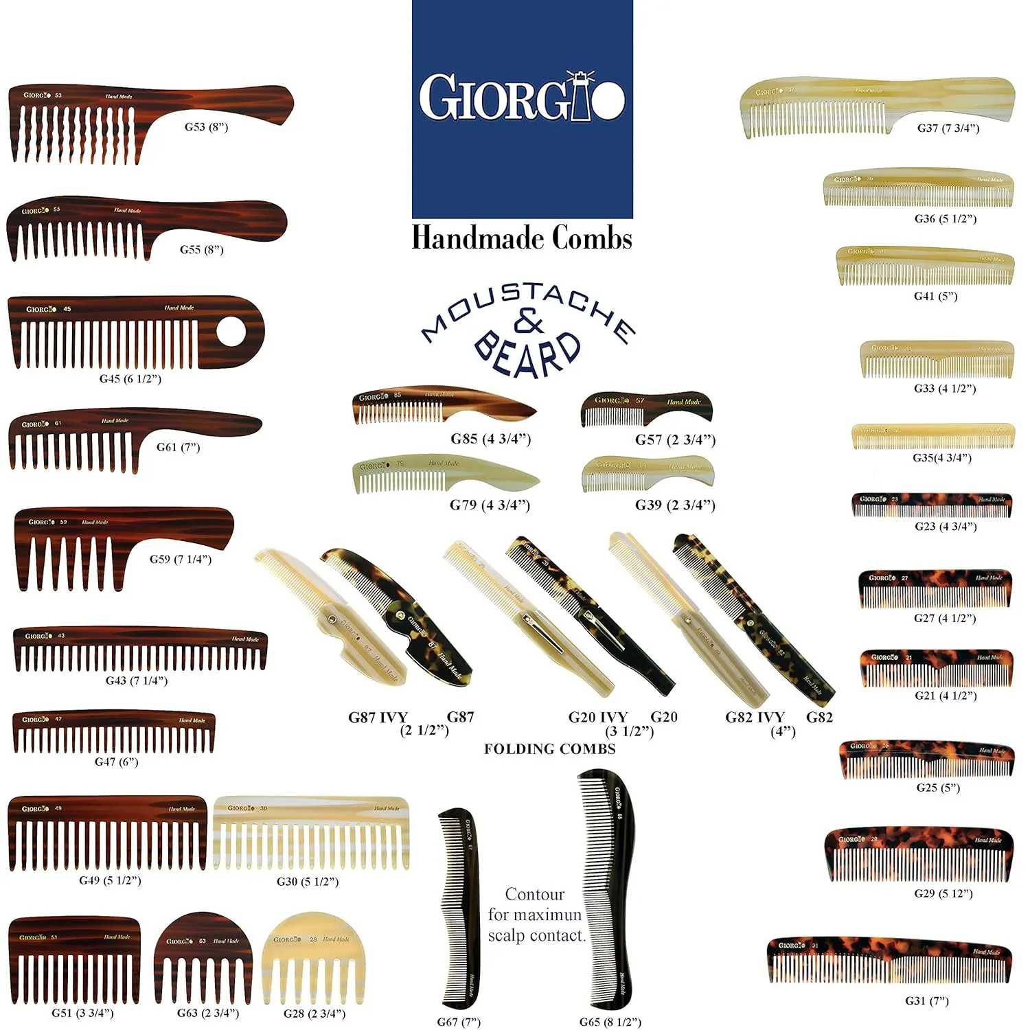 Giorgio G51 Wide Tooth Combs for Women Detangling Comb, Wide Teeth Pocket Comb for Thick Curly Wavy Hair. Hair Detangler Comb For Wet and Dry Everyday Care. Handmade, Saw-Cut and Hand Polished (3.75")