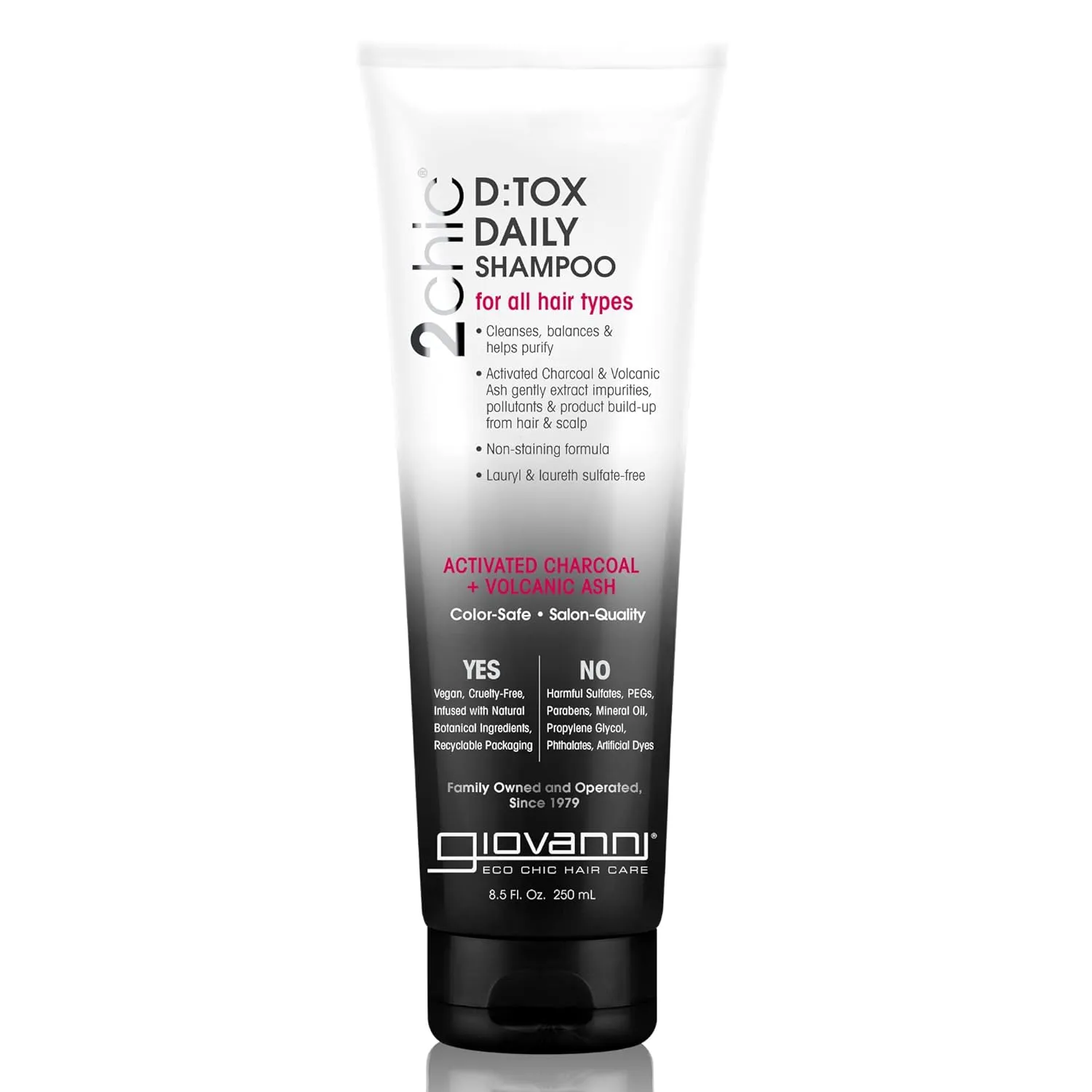 GIOVANNI D:tox Daily Shampoo - Activated Charcoal, Super-Antioxidants Acai & Goji Berry - 8.5 oz