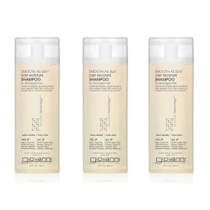 GIOVANNI Eco Chic Smooth as Silk Deep Moisture Shampoo - Apple   Aloe Extracts, Calms Frizz, Detangles, Wash & Go, Lauryl & Laureth Sulfate Free, Paraben Free, Color Safe - 8.5 oz (Pack of 3)