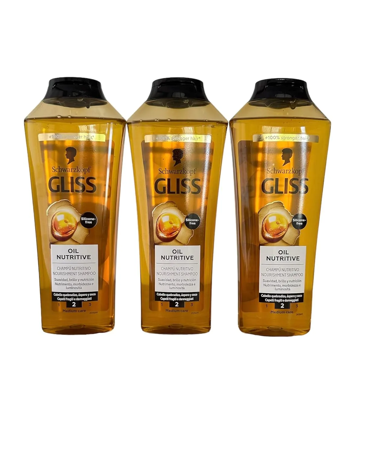 GLISS Hair Repair Shampoo, Oil Nutritive for Longer Hair Prone to Split Ends, 13.6 Ounces (Pack of 3)