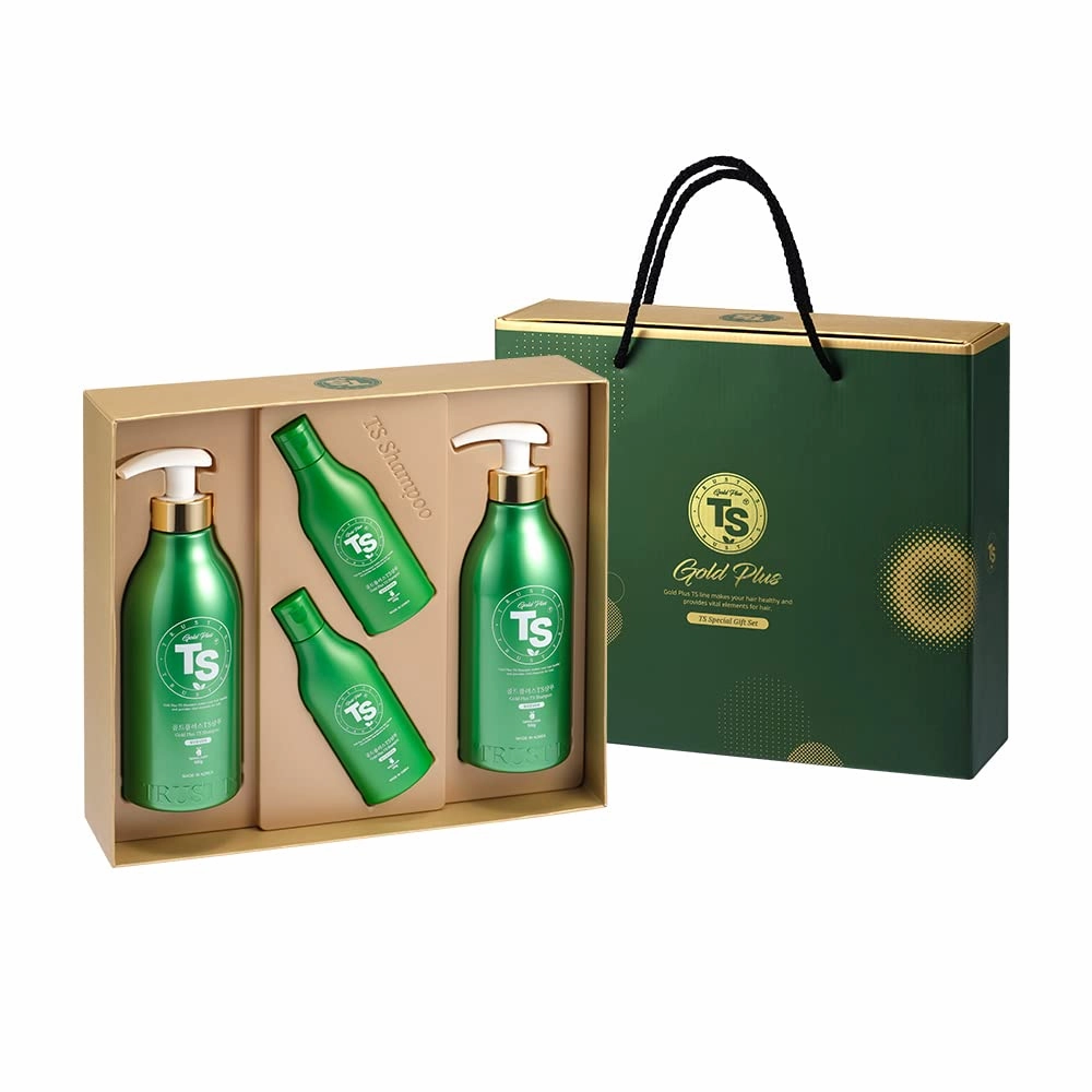 Gold Plus TS Shampoo for Anti-Thinning Biotin Shampoo(16.9 Fl Oz) Luxury Gold Biotin Ingredients | For Damaged, Dry, Thin Hair | Silicone Free (Gift Set) Includes 4 Bottles: 2 (500g)   2 (100g)