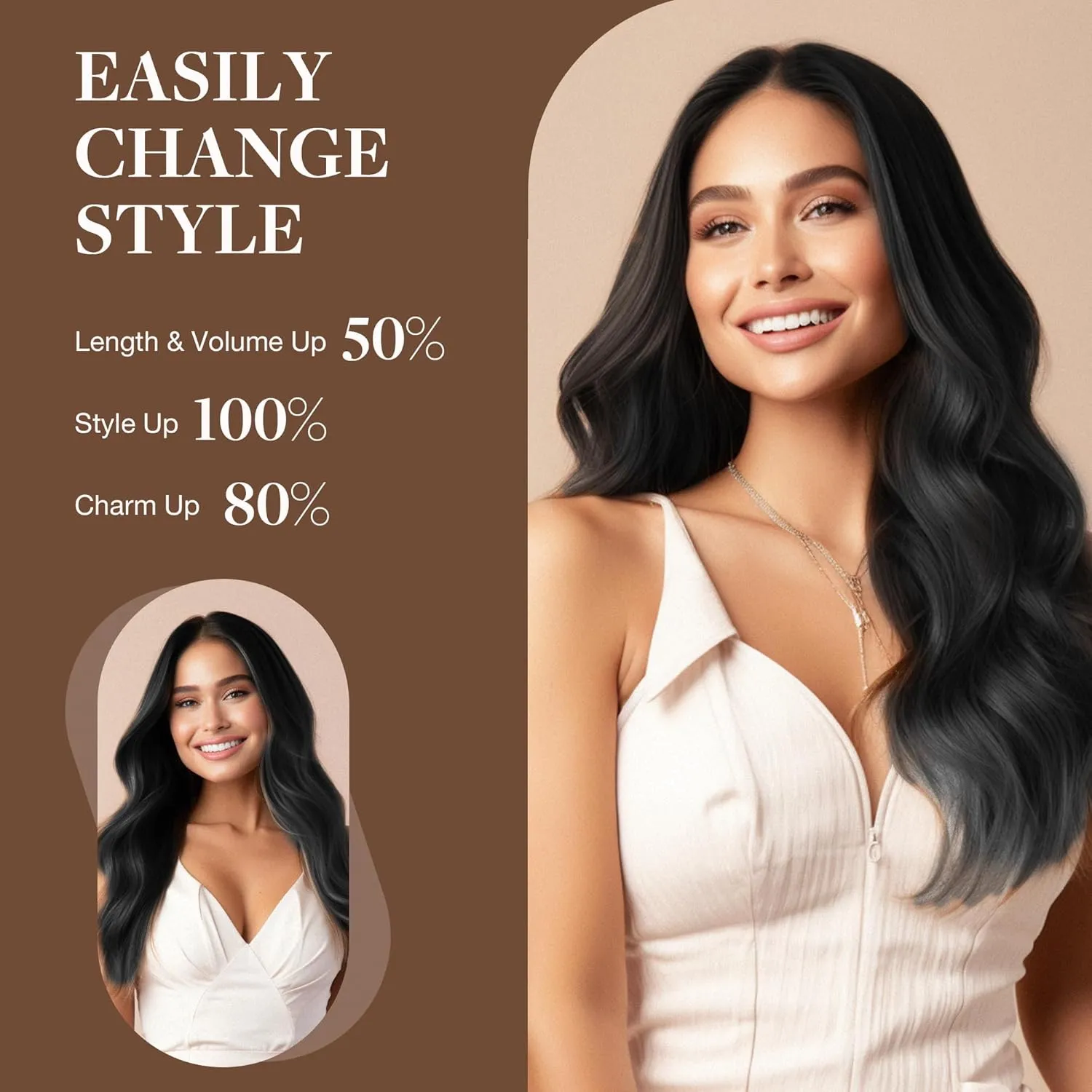 GOO GOO Wire Hair Extensions Human Hair, 1B Natural black Natural 16inch 95g, Invisible Wire Hair Extensions with Transparent, Seamless Fish Line Hairpiece