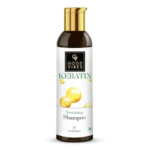 Good Vibes Keratin Nourishing Shampoo - 200 ml - For Dry, Dull and Frizzy Hair - Anti Breakage Volumizing Strengthening Hair Repair