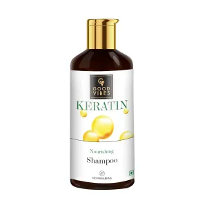 Good Vibes Keratin Nourishing Shampoo - 300 ml - For Dry, Dull and Frizzy Hair - Anti Breakage Volumizing Strengthening Hair Repair
