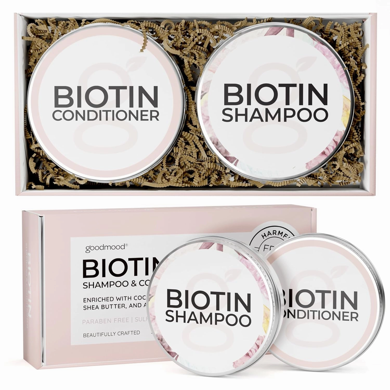 GoodMood Biotin Shampoo and Conditioner Bars for Hair Growth - Solid Set to Combat Thinning Hair Loss