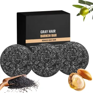 Gray Hair Reverse Bar, Black Soap For Hair Darkening, Herbal Mane Gray Reverse Bar for Men & Women, Deep Scalp Cleansing & Strengthening (3Pcs)