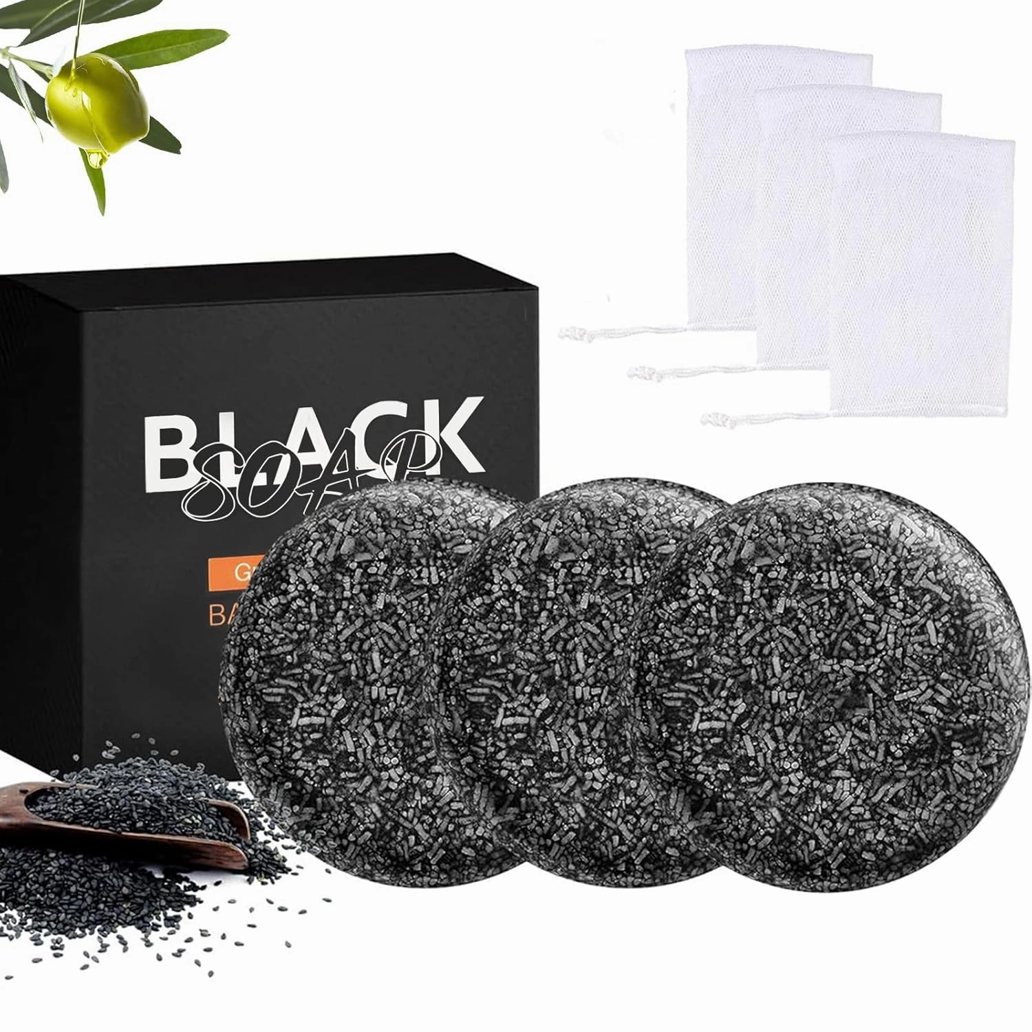 Gray Hair Reverse Bar, Black Soap For Hair Darkening, Herbal Mane Gray Reverse Bar for Men & Women, Deep Scalp Cleansing & Strengthening (3Pcs)