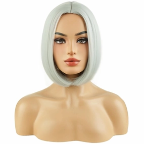 Gray Wigs for Women Short Stright Grey Wig for Girls Heat Resistant Synthetic Middle Part Wigs for Daily Use Cosplay Wig