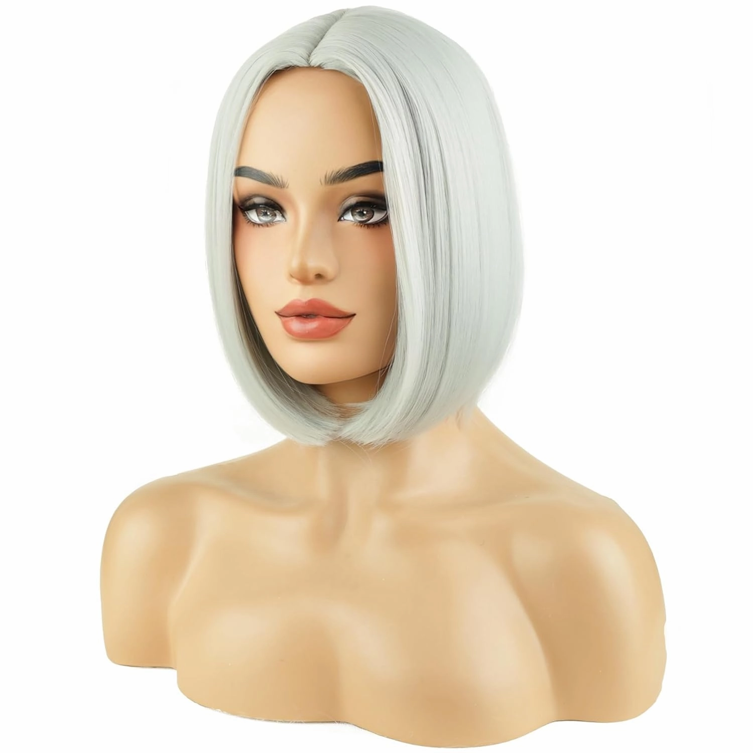 Gray Wigs for Women Short Stright Grey Wig for Girls Heat Resistant Synthetic Middle Part Wigs for Daily Use Cosplay Wig