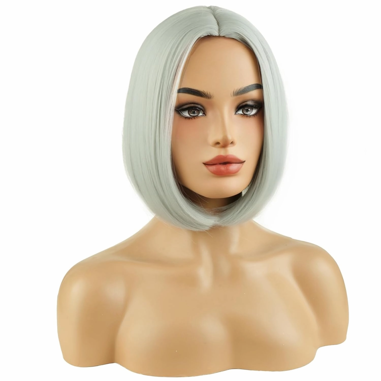 Gray Wigs for Women Short Stright Grey Wig for Girls Heat Resistant Synthetic Middle Part Wigs for Daily Use Cosplay Wig