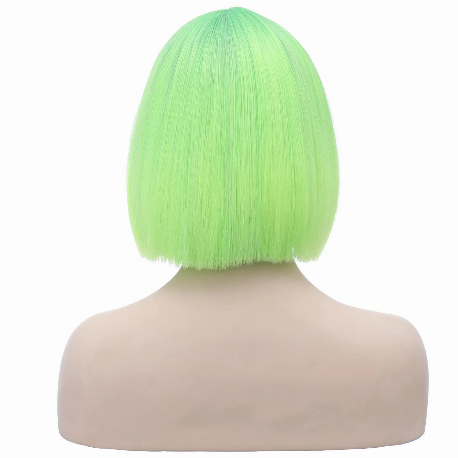 Green Ombre Bob Wig Short Straight Hair Wigs for Women Girls Synthetic Heat Resistant Halloween Costume Party Wig with Wig Cap