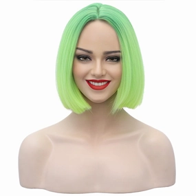 Green Ombre Bob Wig Short Straight Hair Wigs for Women Girls Synthetic Heat Resistant Halloween Costume Party Wig with Wig Cap