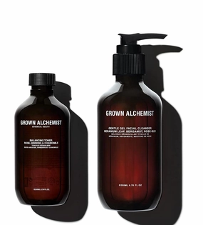 Grown Alchemist Gel Facial Cleanser and Balancing Toner Bundle Kit: Gentle Gel Facial Cleanser and Balancing Toner- Rose