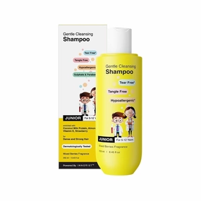 GT Junior Gentle Cleansing Shampoo For Kids from 5-12 Years | Tear-Free & Hypoallergenic pH 5.5 | Coconut Milk Protein, Almond Oil, Vitamin E & Strawberry | SLS & Paraben Free | Vegan -250ml
