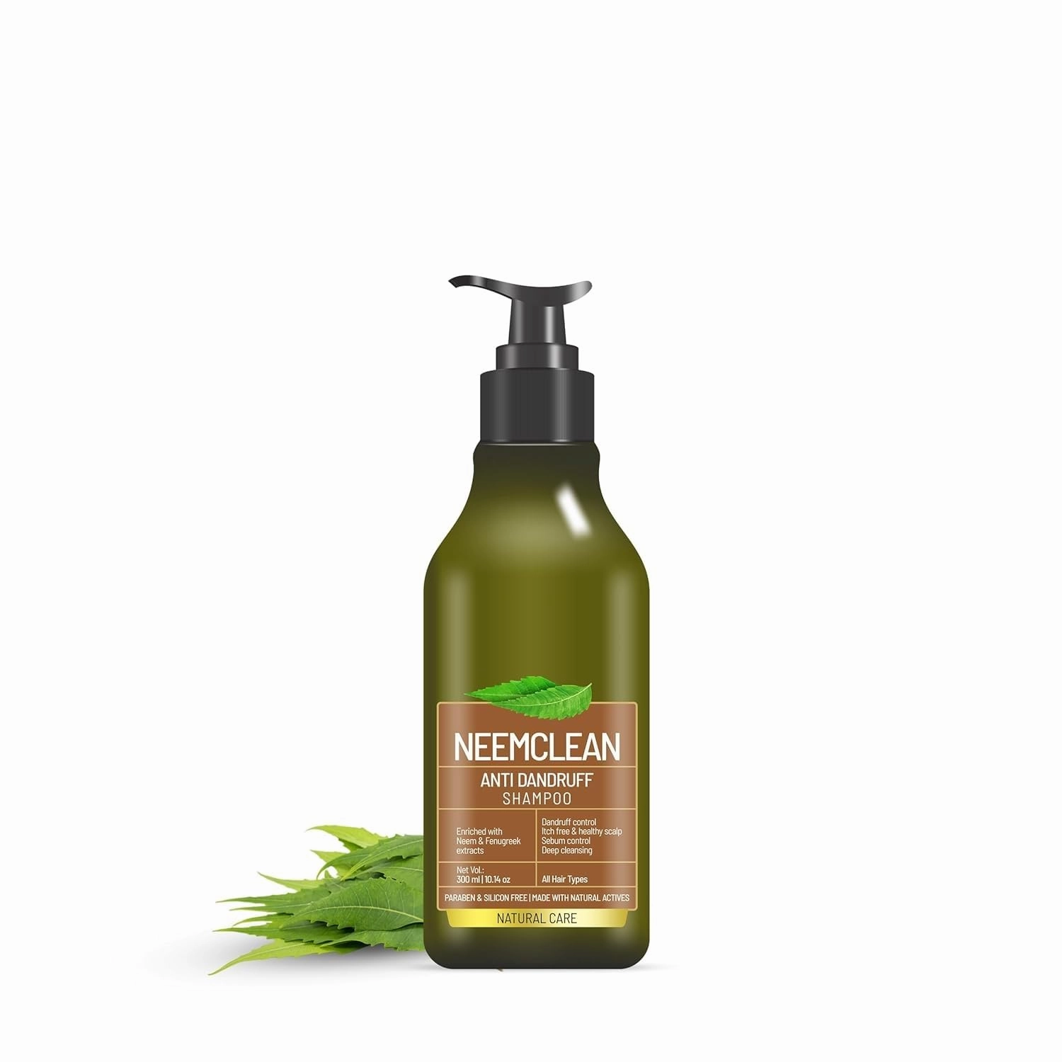 GT Neemclean Anti Dandruff Shampoo for Men & Women | Controls Dandruff, Deep Cleansing with Healthy & Itch Free Scalp | Enriched with Neem & Fenugreek | Paraben & Silicon Free 300ml