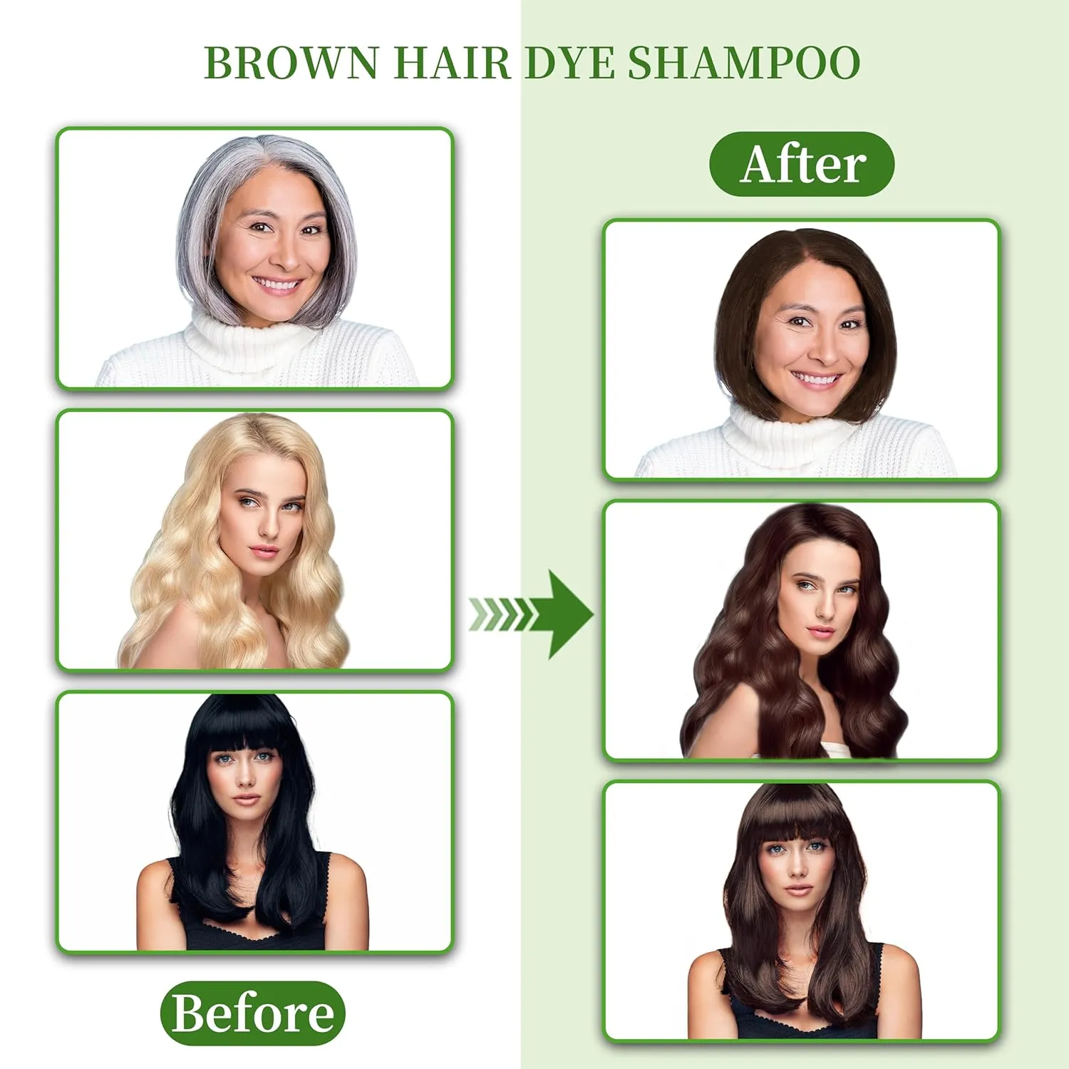 Hair Dye Shampoo 3 in 1 for Gray Hair Coverage, Herbal Ingredients Natural Shampoo Hair Dye for Women & Men/Ammonia-Free 520ml(Brown)