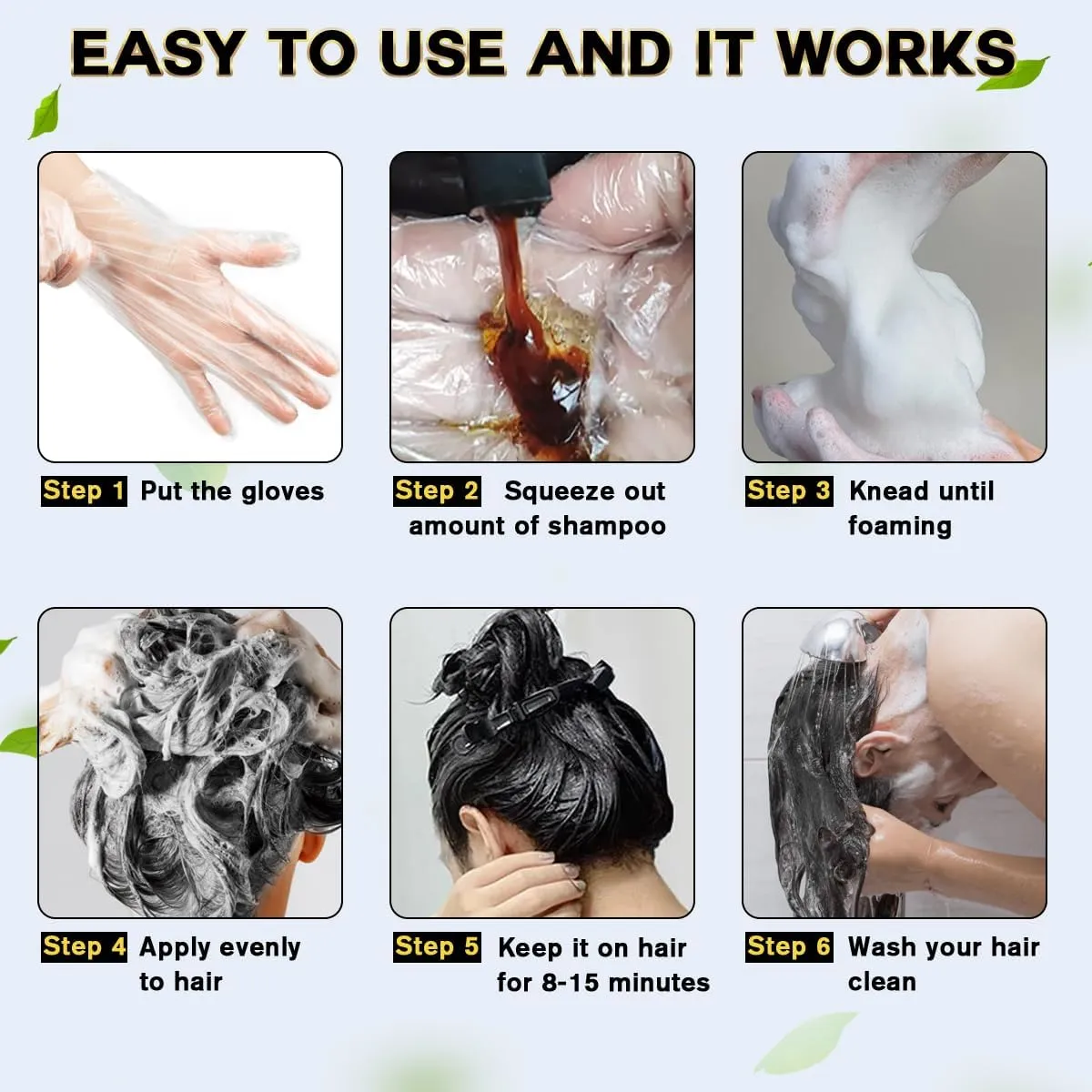 Hair Dye Shampoo 3 in 1 for Gray Hair, Herbal Ingredients Shampoo Dark Burgundy Hair Dye for Women Men, Grey Coverage Shampoo 500ml