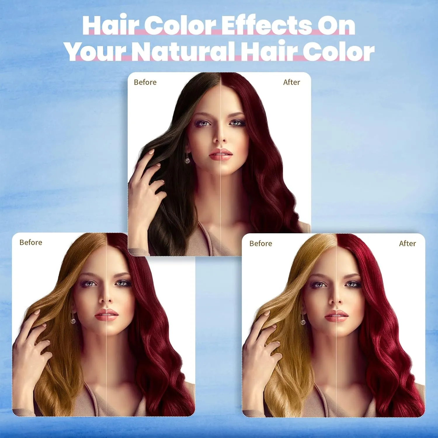 Hair Dye Shampoo 3 in 1 for Gray Hair, Herbal Ingredients Shampoo Dark Burgundy Hair Dye for Women Men, Grey Coverage Shampoo 500ml