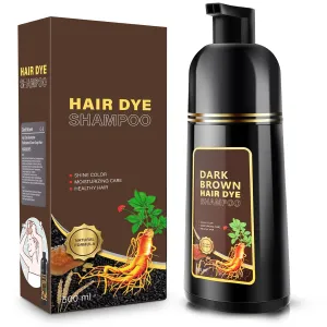 Hair Dye Shampoo 3 in 1, Herbal Shampoo Hair Dye for Women Men, Grey Coverage Shampoo 16.9fl oz Dark Brown