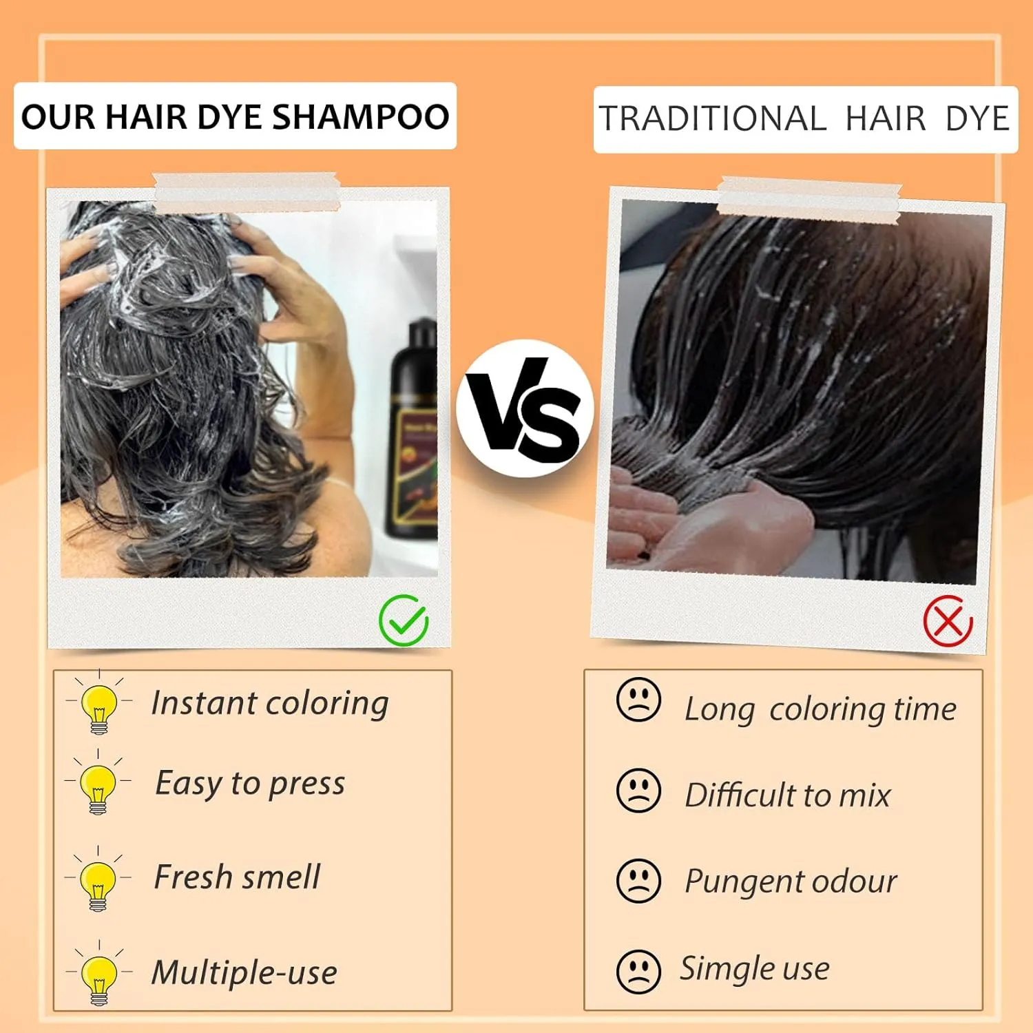 Hair Dye Shampoo 3 in 1, Long-Lasting Hair Color Shampoo with Herbal Ingredients, Instant Magic Hair Dye, Easy Application Shampoo Para Canas for Women Men 16.9 Fl Oz (Chestnut Brown)