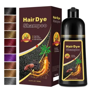Hair Dye Shampoo 3 in 1, Long-Lasting Hair Color Shampoo with Herbal Ingredients, Instant Magic Hair Dye, Easy Application Shampoo Para Canas for Women Men 16.9 Fl Oz (Chestnut Brown)