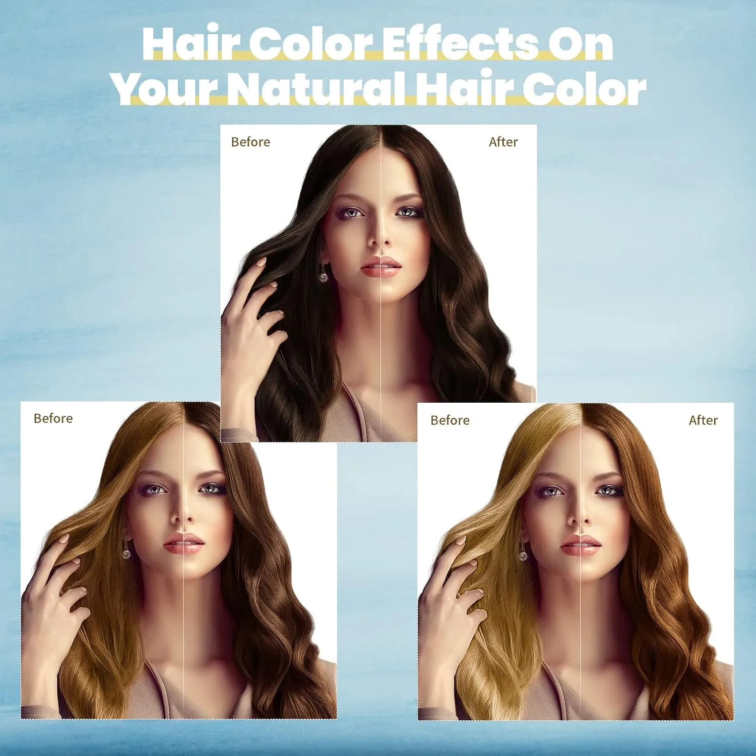 Hair Dye Shampoo for Gray Hair Coverage, 3-in-1 Semi-Permanent Color Shampoo for Women & Men Dark Brown