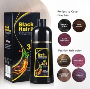 Hair Dye Shampoo Instant Hair Color Shampoo for Gray Hair For Men & Women 100% Gray Coverage - Herbal Ingredients 3 in 1 Hair Dye Shampoo 500ml 7 Colors (Dark Brown)