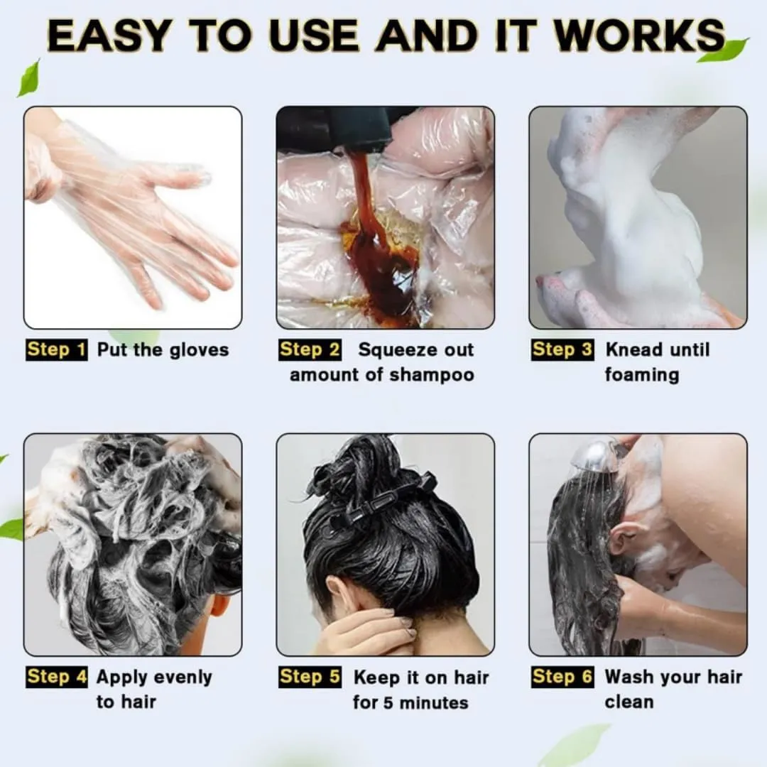 Hair Dye Shampoo Instant Hair Color Shampoo for Gray Hair For Men & Women 100% Gray Coverage - Herbal Ingredients 3 in 1 Hair Dye Shampoo 500ml 7 Colors (Dark Brown)