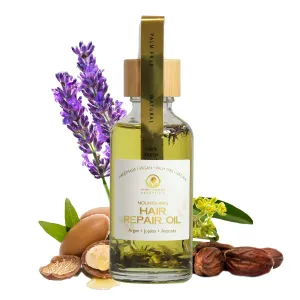 Hair Oil Serum for Dry Damaged Hair - Prewash Hair Treatment - Strengthens, Hydrates & Restores Hair – Lightweight, Non-Greasy & Soothes Scalp | Infused with Argan, Jojoba & Avocado Oils | (50ml)