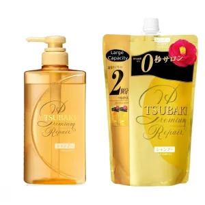 Hair Professional Repair Tsubaki Shampoo and Refill Set, 490ml Bottle   660ml Refill Pack – with Camellia Oil For Dry, Damaged Hair