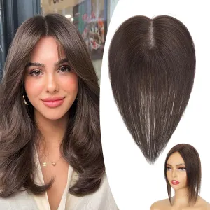 Hair Toppers for Women Real, 360° 3D No Bangs Top Extensions, Covers Sparse Topper for Adds Volume, Thin Hair Daily Use (Dark Brown, 10Inch)