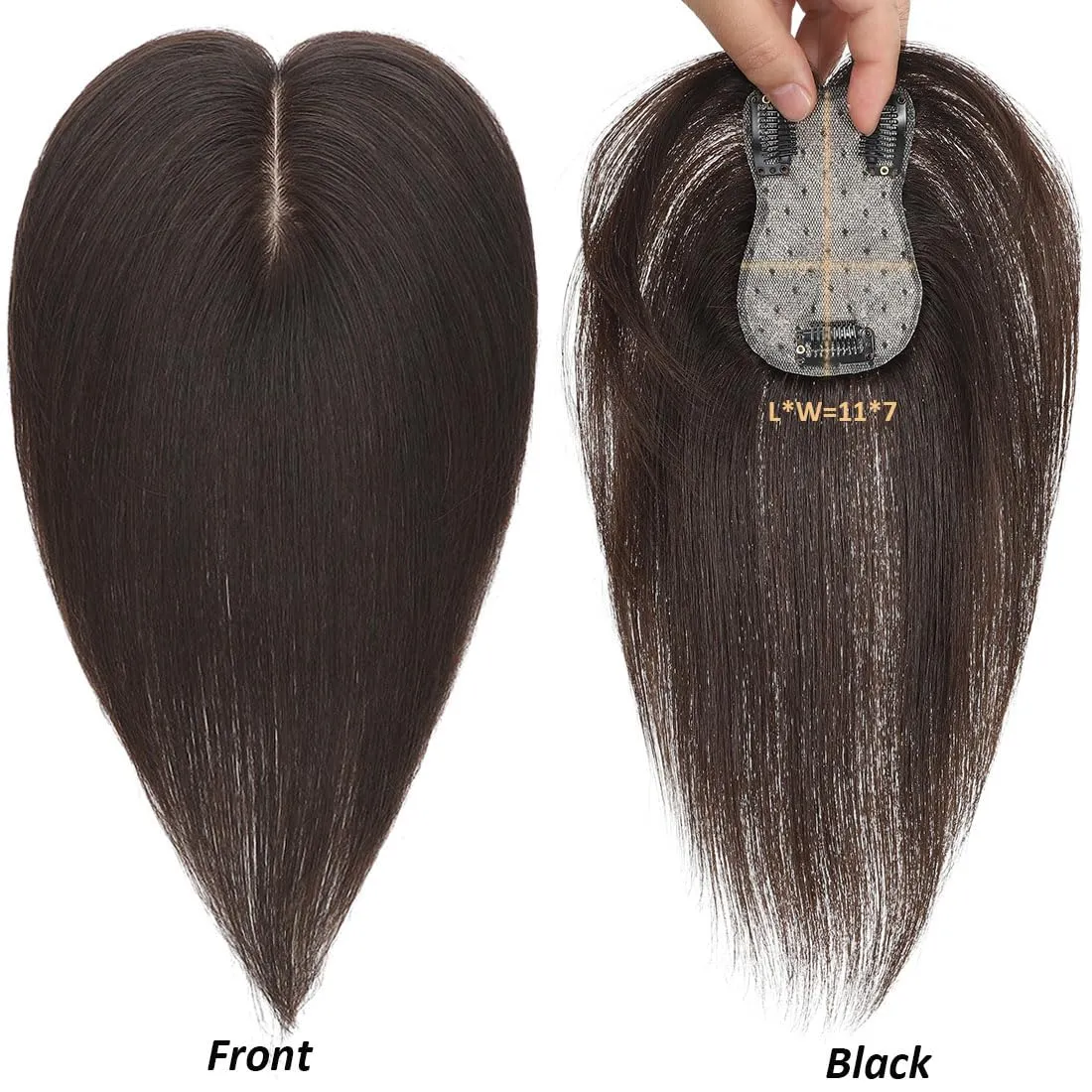 Hair Toppers for Women Real Human Hair,360°3D Clips in No Bangs Human Hair Topper 7 * 11 Realistic Bionic Scalp Toppers for Women With Thinning Hair (12inch #Medium Brown)