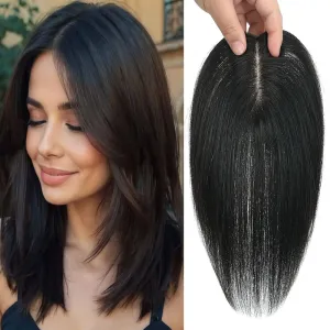 Hair Toppers for Women Real Human Hair,360°3D Clips in No Bangs Human Hair Topper,7 * 11 Realistic Bionic Scalp Hair Toppers for Women With Thinning Hair (12inch #Black Brown