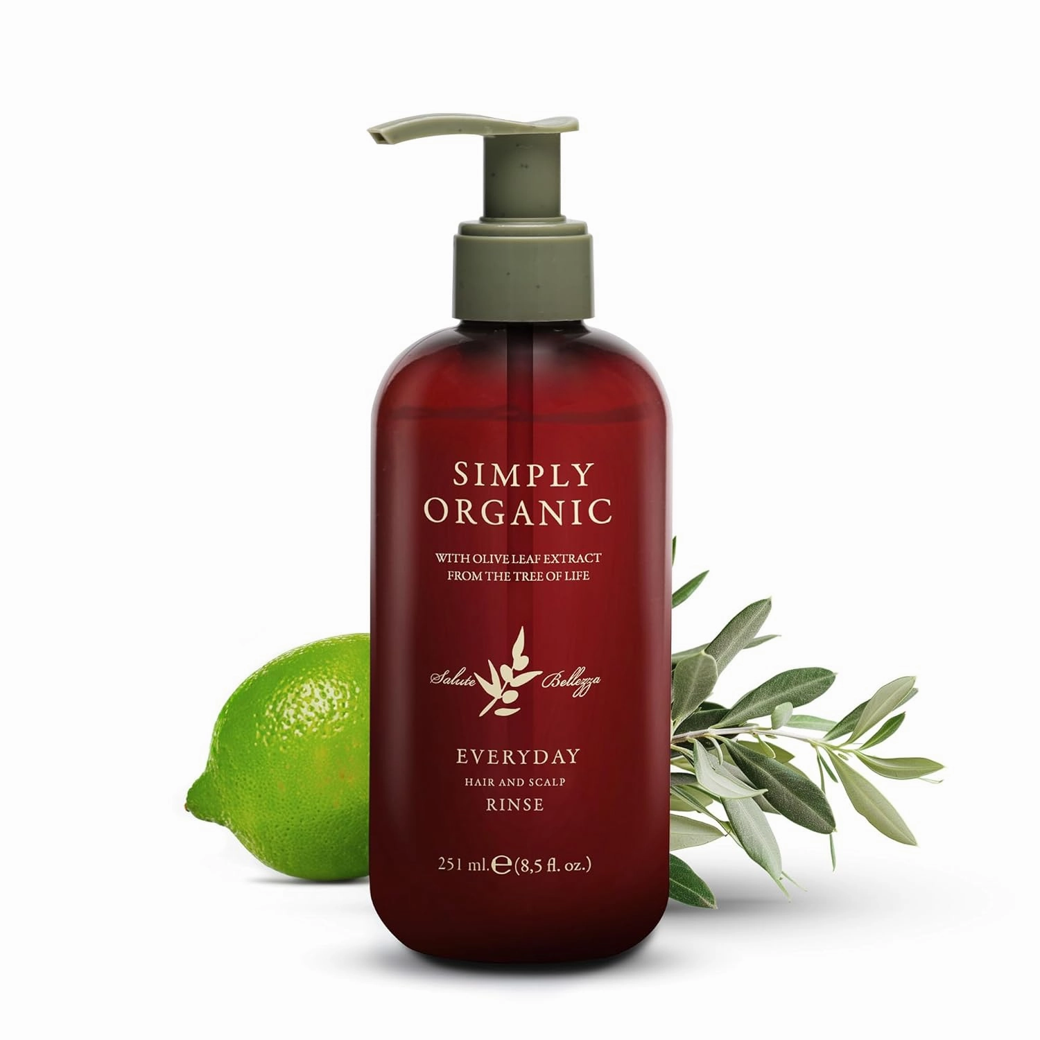 Hair & Scalp Rinse Daily Conditioner, Made in Italy, All Natural Cruelty Free Hair Care for Women & Men, Organic Olive Oil, Jojoba Oil, Spruce Tree Extract, 251ml/8.5floz, EVERYDAY