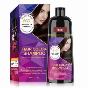 Hair Color Shampoo for Grey Hair Upgraded Formula Herbal Hair Dye Shampoo for Women & Men Moistueizing and Nourish Hair Care Mild and Low Irritation 400ML (BLACK)