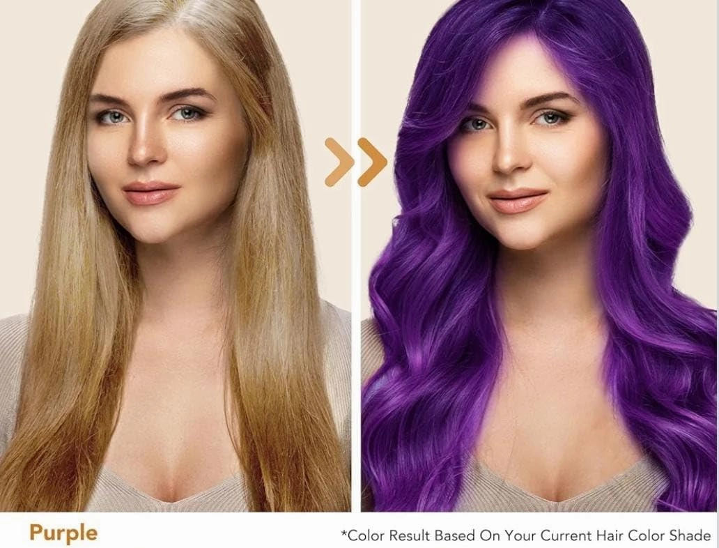 Hair Dye Shampoo 3 in 1 for Gray, Black Hair, Herbal Ingredients for Women Men, Grey Coverage 500ml (Purple)