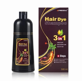 Hair Dye Shampoo 3 in 1 for Gray, Black Hair, Herbal Ingredients for Women Men, Grey Coverage 500ml (Purple)